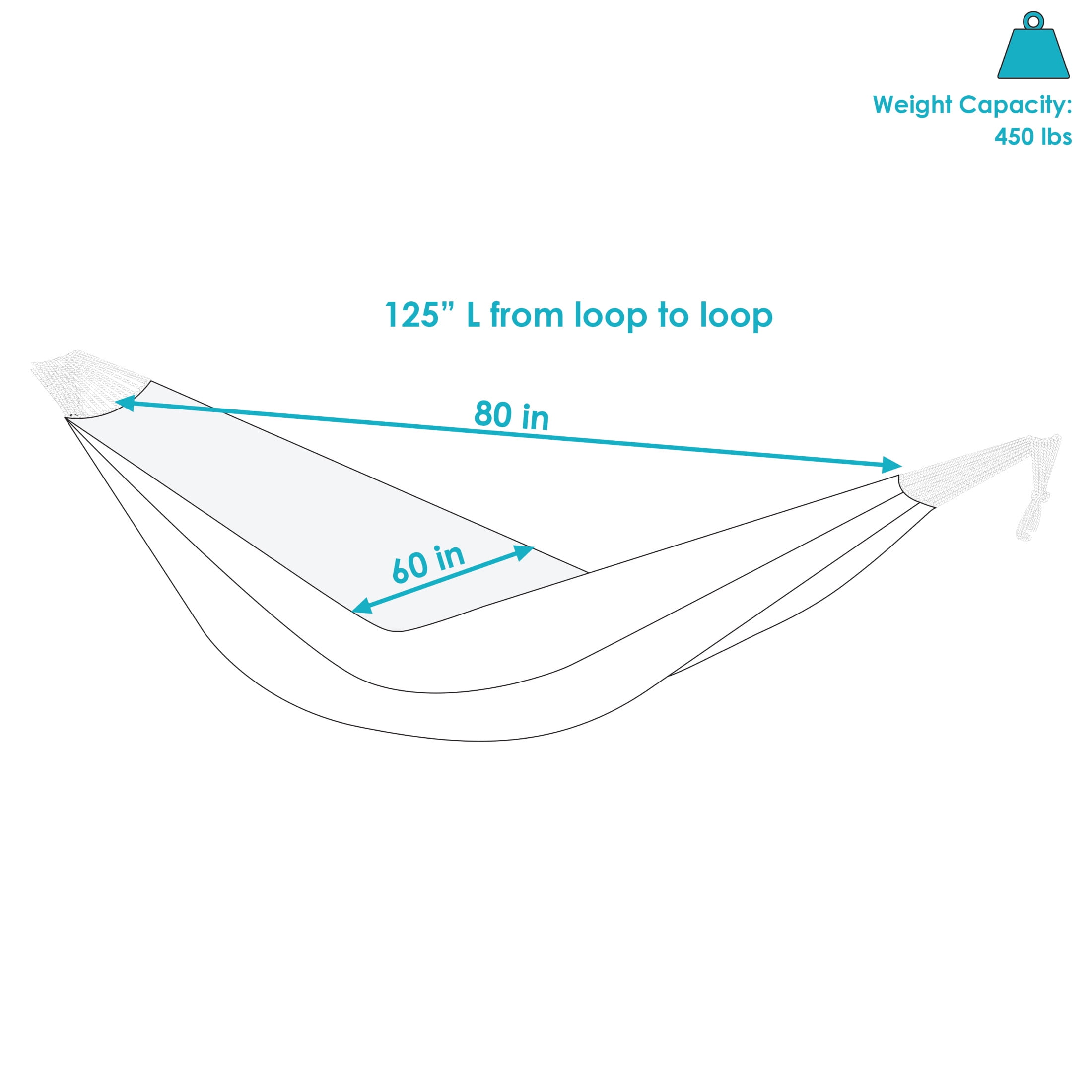 Sunnydaze 2-Person Woven Cotton Brazilian Hammock, 450 lb Capacity - Sea Grass