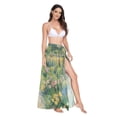 thumbnail image 2 of FORMRS Womens Long Sarong Beach Wrap Semi-Sheer Bikini Skirt Bathing Swimsuit Cover Up, Art Garden Scene, 2 of 7