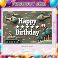 thumbnail image 2 of Camouflage Design Birthday Banner Army Theme Helicopter Motif Tank Graphic Adventure for Kids Party Celebration Outdoor Venue Event Background, 2 of 9