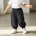 thumbnail image 2 of Curuila Kids Toddler Boys Summer Pants With Pocket Elastic Waistband Solid Color Loose Fit Lightweight Fashion Comfort Trousers Black Size 2-3 Years, 2 of 6