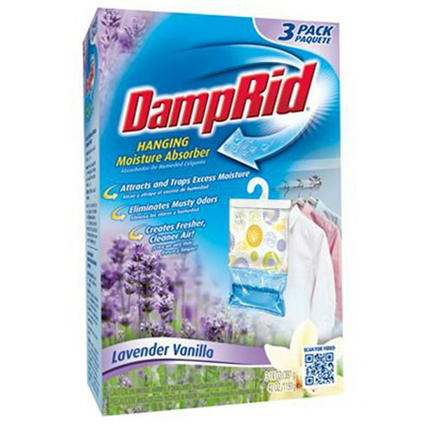 3 Pack 14 OZ Damp Rid Hanging Closet Freshener Lavender Vanilla Scent