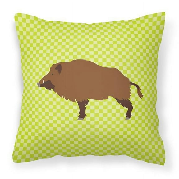 Carolines Treasures BB7762PW1414 Wild Boar Pig Green Fabric Decorative Pillow, 14 x 14 in.