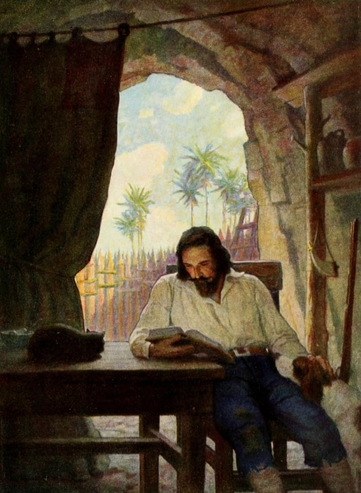 Robinson Crusoe 1920 I read the Bible Poster Print by Newell C. Wyeth (18 x 24) - Walmart.com ...