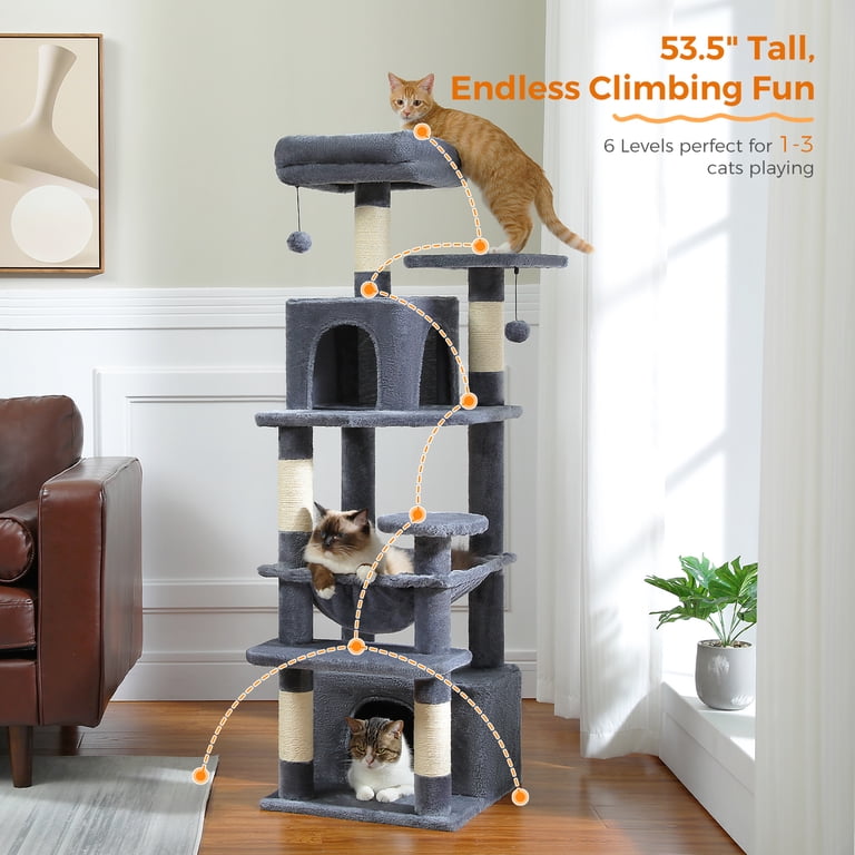 Pawz Road 54-Inch Multi-Level Cat Tree Tower, Dark Gray photo 6