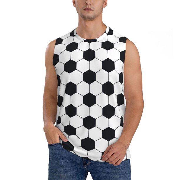 Fotbe Soccer Ball Men's Camiseta sin Mangas Estampada para Hombres, Playera Casual para Gimnasio, Entrenamiento, Playa-Small