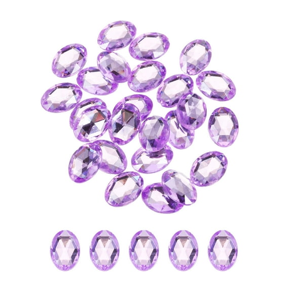 25Pcs Acrylic Oval Gems 18x25 mm Flat Back Artificial Rhinestones for DIY Crafts Bead Wedding Party Lilac