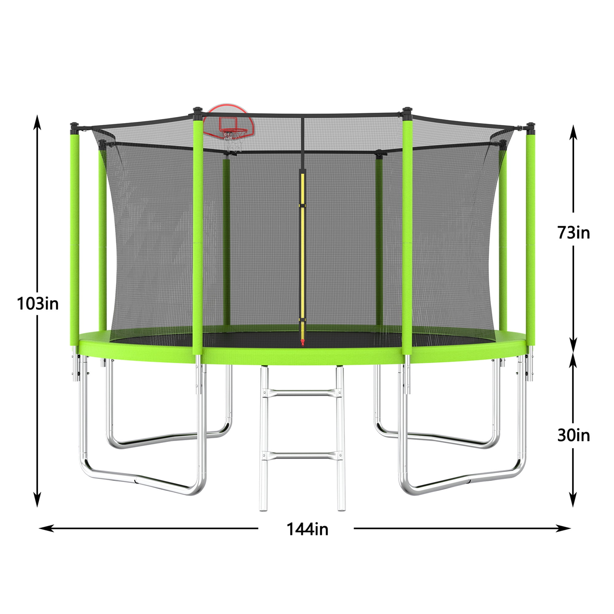 EUROCO 12FT Trampoline with Basketball Hoop & Enclosure, 2000lbs 10FT 12FT 14FT 15FT Trampoline for Kids and Adults, Outdoor Backyard Trampoline