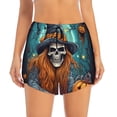 thumbnail image 2 of Hirioo Cartoon Pumpkin Skull for Women's Double Layer Athletic Shorts High-Performance Gym Shorts with Inner Pocket, Elastic Waistband-X-Large, 2 of 7