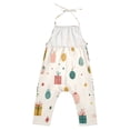 thumbnail image 3 of Girls' Jumpsuits Rompers Summer Casual Sleeveless Rompers With Pockets Spaghetti Strap Romper Vintage Christmas Elements 5T, 3 of 7