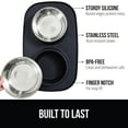 thumbnail image 3 of GORILLA GRIP Dog Bowls Feeding Mat Set, Stainless Steel Bowl, Raised Edge Silicone, 4 Cup, Black, 3 of 10