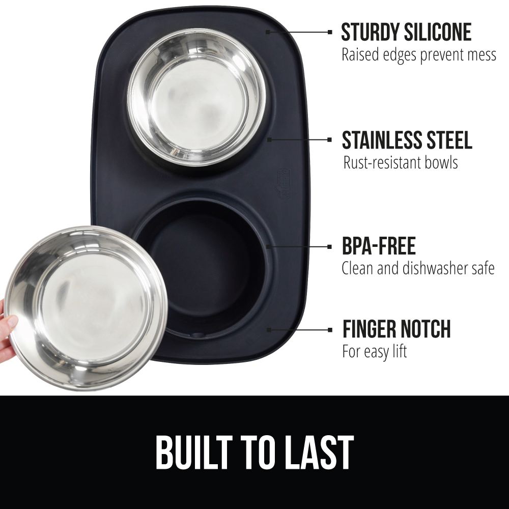 Gorilla Grip Dog Bowls Feeding Mat Set 2 Cup photo 2