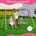 thumbnail image 4 of Pawverly Heavy Duty Swing Set for Backyard, Metal Outdoor Swing Stand Supports Up to 440lbs, Includes 32” Saucer Swing and 26.2” Belt Seat for Backyard Playground Fun, 4 of 13