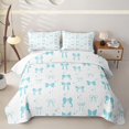 thumbnail image 2 of Erosebridal Blue Ribbon Bow Twin Quilt Set,Kawaii Stars Print Twin Coverlet Set For Girls,2-Piece, 2 of 7