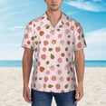 thumbnail image 2 of Pofeuu Hand Drawn Strawberry Print Hawaiian Shirt for Men Sleeves Casual Button Down Summer Beach Dress Shirts T-Shirts,Medium, 2 of 7