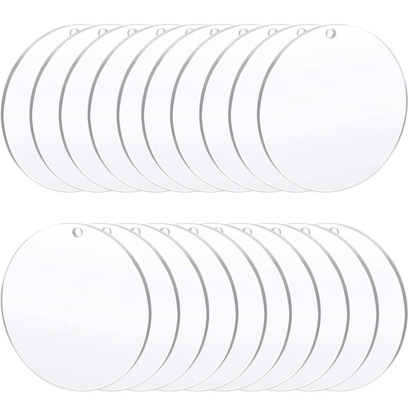 Circulo acrílico transparente Senbota de Ornament Blanks, 50 unidades, 3,5 cm de diámetro