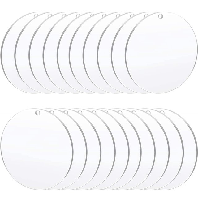 Circulo acrílico transparente Senbota de Ornament Blanks, 50 unidades, 3,5 cm de diámetro