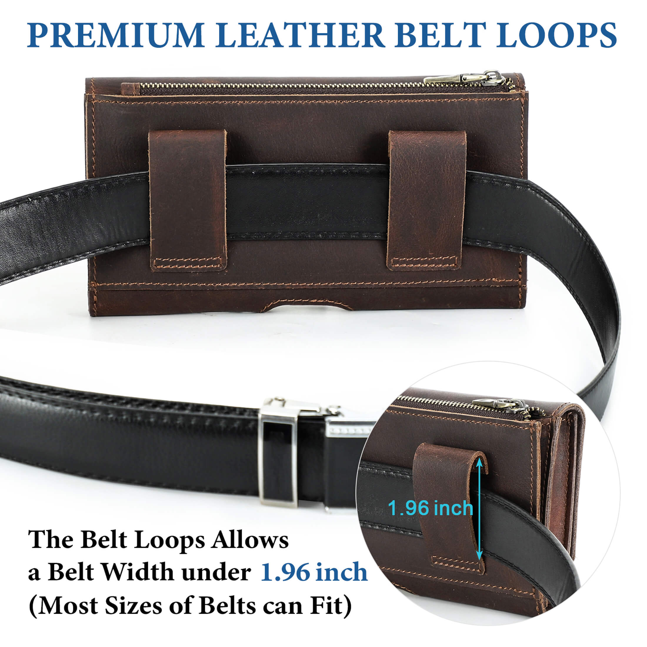 Contact's Leather Waist Case With Belt Clip for 6.7'' Phone , Travel Small Waist Belt Pouch ,Phone Pocket Card Holder, Valentine Gift, Coffee