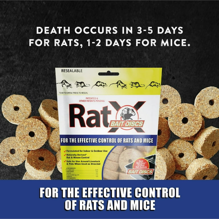 RatX Bait Discs and Box Combo, 1 lb, Holds 6 Discs, Suitable for