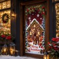 thumbnail image 4 of Christmas Front Door Cover Elastic, 35 * 71'' Door Decorations for Christmas Festive Party Home Decor,Reindeer,35.4 × 70.87 in, 4 of 5