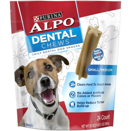 Purina ALPO Small/Medium Dog Dental Chews, Dog Snacks - 24 ct. (Best Medium Sized Dogs)
