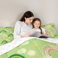 thumbnail image 5 of Feelyou Child Cartoon Rainbow Full Size Comforter Sets, Cloud Sun Green Bedding Sets, 3pcs, 5 of 8