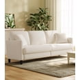 thumbnail image 5 of Welzona 83" Teddy Fabric Sofa, Modern 3-Seater Couch with 2 Throw Pillows, Tool-Free Assembly, Off White, 5 of 9