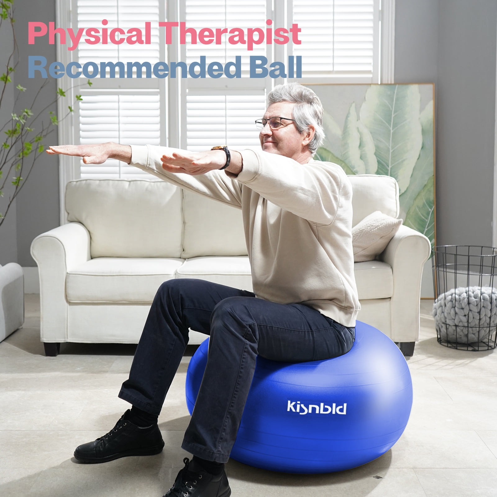kisnbld Exercise Ball, Extra Thick Yoga Ball with Pilates Bal & Foot Pump, 3 Sizes Anti-Burst Home, Gym & Office Workout Equipment for Yoga or Sitting