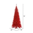 thumbnail image 2 of Vickerman 6.5' Tinsel Red Fir Slim Artificial Christmas Tree, Unlit - Faux Red Christmas Tree - Seasonal Indoor Home Decor, 2 of 4