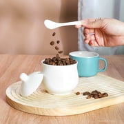 Quyimy Ceramic Sugar Bowl with Lid and Spoon, Porcelain Salt Storage Jar, White Seasoning Container for Home and Kitchen, 7 Ounces (White)