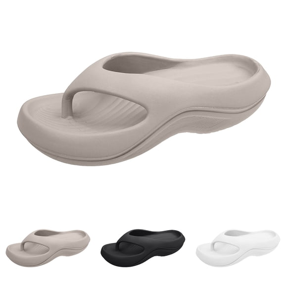 Modstep Women's Arch Support Flip Flops Plantar Fasciitis Orthopedic Thong Sandals Summer Beach Shower Shoes for Indoor 7 Black