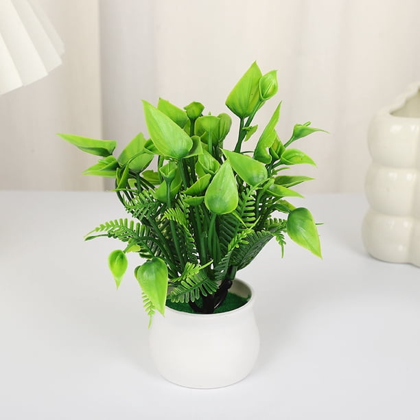 Nvzi 3 plantas artificiales en maceta, pequeñas plantas falsas en maceta, miniplantas artificiales de escritorio para interior, granja, oficina, mesa, estante, decoración de baño (A11)