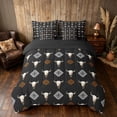 thumbnail image 3 of Manfei Western Cow Skull Queen Bedding, Bohemian Aztec Bedding Comforter Set Queen, Black White, Black Reversible 7-Piece, 3 of 6