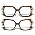 thumbnail image 2 of 2 Pairs Women Butterfly Square Oversized Gold Metal Temple Reading Glasses Gem Rhinestones +2.50, 2 of 3