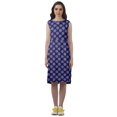 thumbnail image 2 of Moomaya Knee Length Summer Dresses Printed Back Slit Boat Neck Shift Dress, 2 of 4