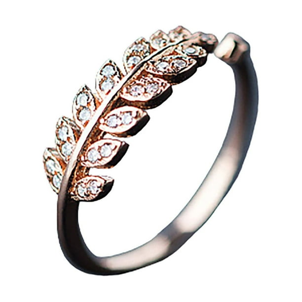 Anillos para mujer, regalos para mujer, hoja, hoja abierta, pequeño anillo de oro fresco y dulce.