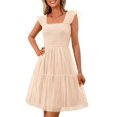 thumbnail image 1 of Vestido PRETTYGARDEN Mujer 2025 Mini de Tul de Verano Color Albaricoque, 1 of 8