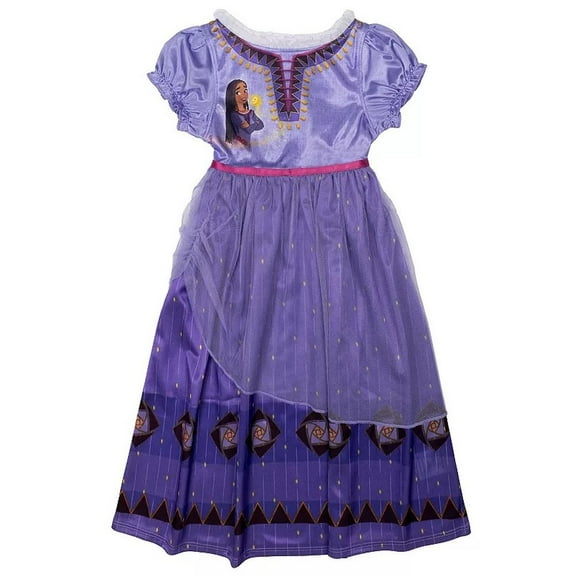 Disney Wish Asha and Magic Wishing Star Girl's Purple Satin Nightgown (Size 4)