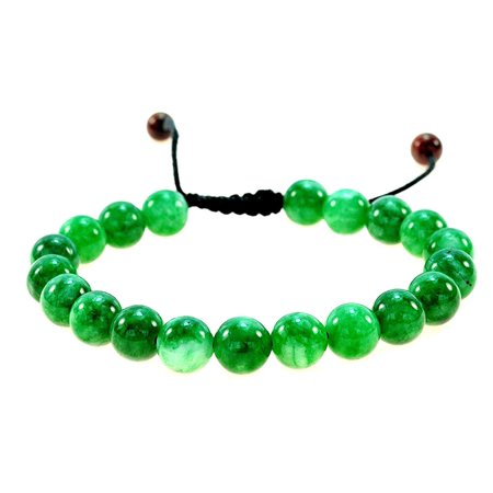 Stunning Green Jade Bracelet - PURPLE WHALE 8mm Round Jade Gemstone Macrame Style Adjustable Bracelet- Brings Good Luck