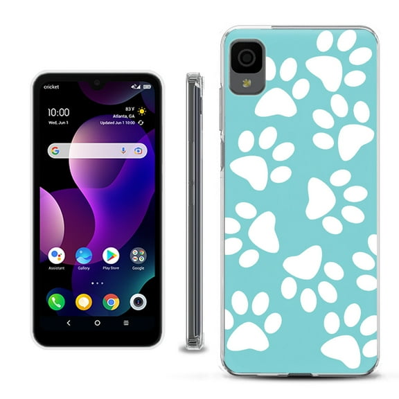 Slim-Fit Gel TPU Phone Case for TCL 30Z / 30 Z / 30 LE, by OneToughShield ® - Pet Paw / Teal
