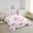 thumbnail image 3 of Erosebridal Monogrammed Bow Comforter Sets Queen Size,Personalized Initial Bedding Queen Comforter Set,Bowknot Decoration,Reversible,Ultra Soft,3-Piece, 3 of 8