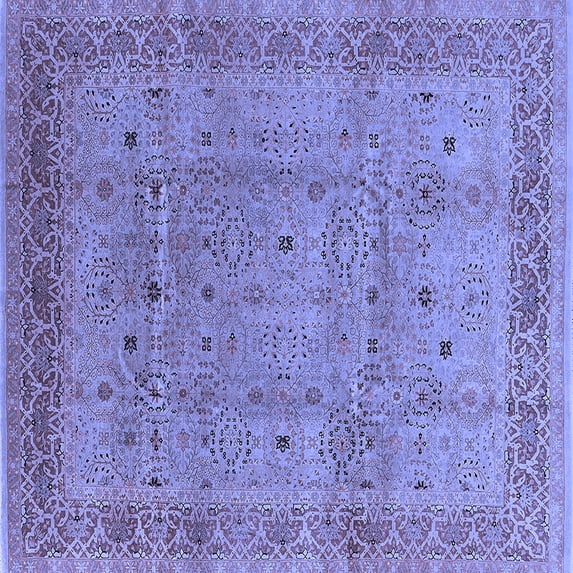 Ahgly Company Machine Washable Indoor Square Oriental Blue Industrial Area Rugs, 5' Square