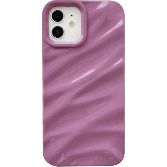 for iPhone 12 Case,Water Ripple Pattern Curly Wave Shape Soft Compatible with iPhone Case (iPhone 12,Purple)