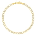 thumbnail image 5 of Nuragold 10k Real Yellow Gold Cuban Curb Link 3.5mm Diamond Cut Pave Chain Bracelet or Anklet (7"-9") Two Tone Italian Jewelry for Men & Women, 5 of 9