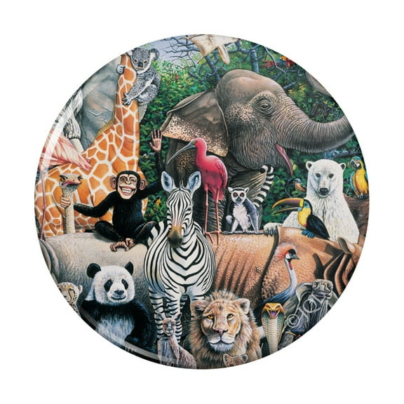 World Animals Family Reunion Monkey Bear Zebra Elephant Kitchen Refrigerator Locker Button Magnet