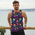 thumbnail image 6 of Gukieu mushroom rainbow color Skull Print Men's Quick Dry Fitness Vest, Round Neck Sleeveless Fitness Bodybuilding Top-XX-Large, 6 of 7