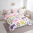 thumbnail image 2 of Homewish Cartoon Cat Animals 7-Piece Twin Bedding,Cute Floral Moon Bedding Comforter Set,White,Pink Reversible, 2 of 8