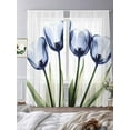 thumbnail image 2 of Light Blue Tulip Sheer Curtains for Living Room Bedroom Farmhouse Elegant Flowers Botanical Sheer Curtains 84 Inch Long 2 Panels Set Light Filtering Curtain Window Treatments Drapes for Dining Room, 2 of 6