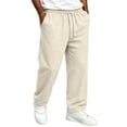 thumbnail image 2 of GrmtClth Men's Wide Leg Baggy Lounge Sweatpants Drawstring Elastic Waist Loose Straight Open Bottom Silhouette Casual Athletic Daily Wear Trousers Beige 3XL, 2 of 8