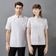 thumbnail image 3 of Cateissary Uniforme de Chef, manga corta, delantal de cocina de verano, botones con bolsillos delanteros, trajes, suministros cómodos para el, 3 of 6