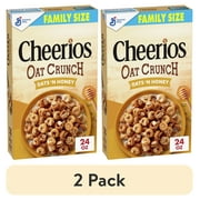 (2 pack) Cheerios Oat Crunch Oats & Honey Oat Breakfast Cereal, Family Size, 24 oz